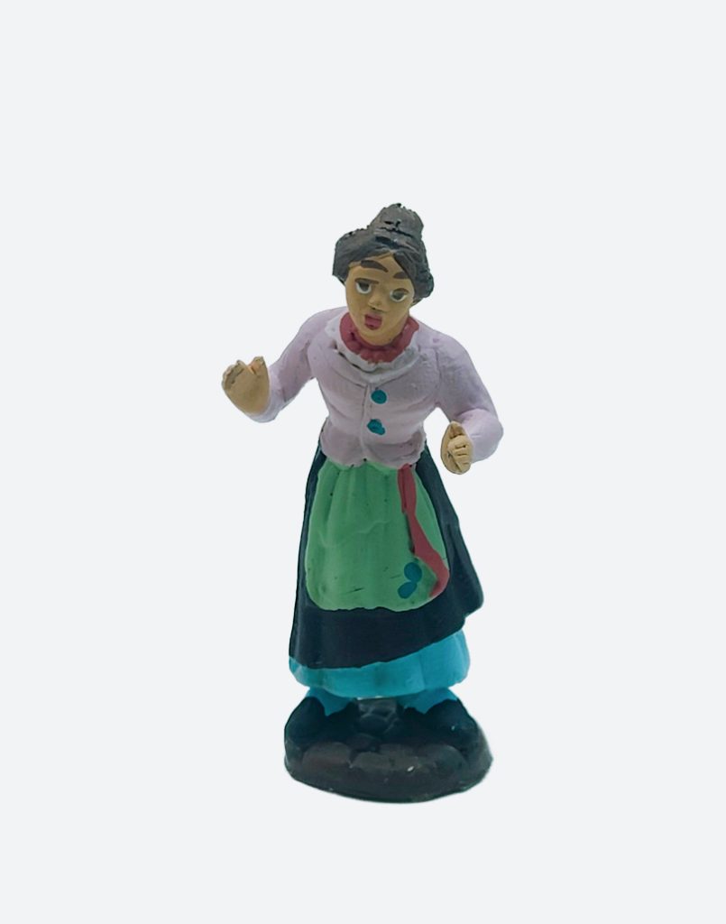 Contadina in terracotta colorata a mano per presepe napoletano 7 cm